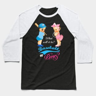 Cute Baseball or Bows Gender Reveal Baseball T-Shirt